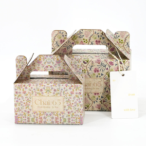 Boîte pliante ondulée à poignée délicate, boîte cadeau avec impression intégrale et pelliculage mat, avec étiquette de marque - Product Image 3