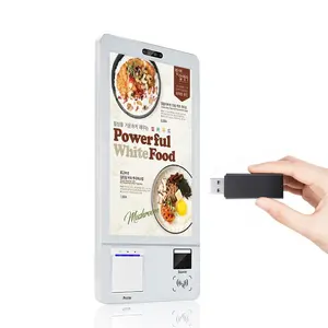 21.5 Inch Borne De Commande Fast Food Scanner Printer Self Checkout Machine Payment Kiosks