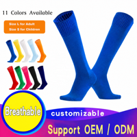 Chaussettes de sport de haute qualité pour garçons et filles, chaussettes de football longues, unies, au-dessus du genou, en coton/polyester, antidérapantes.