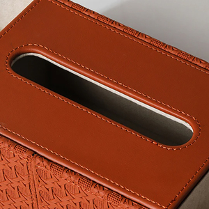 Couvercle de boîte à mouchoirs en cuir PU porte-boîte à mouchoirs ovale <span class=keywords><strong>Kleenex</strong></span> couvre pour bureau à domicile décoration de voiture support de télécommande - Product Image 5