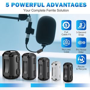 Nucleo in <span class=keywords><strong>Ferrite</strong></span> Clip-On per la Soppressione di <span class=keywords><strong>EMI</strong></span>/<span class=keywords><strong>RFI</strong></span> per Cavi USB e di Alimentazione - Product Image 4
