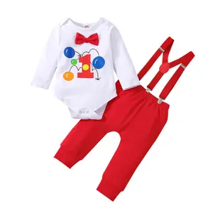boy gentleman clothing sets One Year Birthday Newborn Toddler 9-18M Baby Boy Gentleman Romper Suits BBOF-014