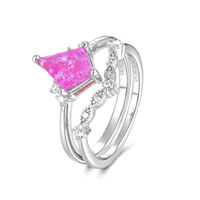 Bague de fiançailles en argent pur 925 avec opale, forme cerf-volant, finement taillée, plaquée rhodium, pierre précieuse pour cadeaux