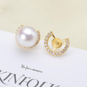 Accessoires en argent S925 pour la création de bijoux, plateau vide avec perles rondes de 7-8 mm, 20550, boucles d'oreilles à clous tendance - Product Image 1