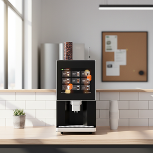 เครื่องจำหน่ายกาแฟเอสเพรสโซ่สดแบบบดใหม่ รับชำระด้วยเหรียญ ธนบัตร และคิวอาร์โค้ด สำหรับใช้บนโต๊ะสำนักงาน - Product Image 1