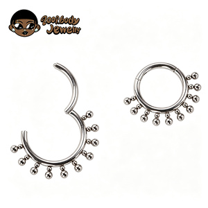 Perles de soudage 16G titane Septum cerceau boucle d'oreille <span class=keywords><strong>Tragus</strong></span> Cartilage <span class=keywords><strong>Piercing</strong></span> charnière Clip sur anneau de nez - Product Image 1