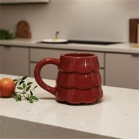 Vente flash - Tasse en céramique en forme de sapin de Noël - Tasse rouge et verte - Tasse à café - Tasse à lait pour Noël