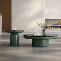 Table basse ronde en marbre italien durable et écologique, couleur vert avocat, design haut de gamme, table à thé combinée