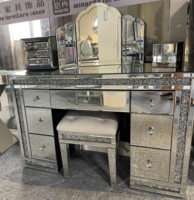 MR. M., meuble de chambre à coucher avec miroir en verre, Table de maquillage, de Salon de beauté et de cosmétique, coiffeuse avec éclairage