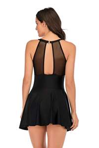 Nouveau Maillot de Bain Personnalisé Femme, Couleur Unie, Décolleté en V Profond, Couvrant le Ventre, Style Conservateur, Une Pièce, Tankini avec Jupe - Product Image 6