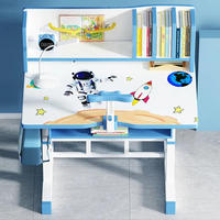 Meubles de bureau et de chaise surélevés pour la maison, très vendus, ensemble de bureaux et de chaises combinés avec bibliothèque pour enfants, dessins animés