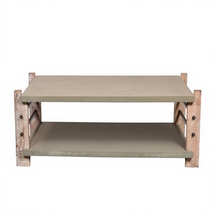 Mesa de Centro Plegable de Estilo Loft Europeo Vintage, Diseño Industrial Moderno, con Tapa de Madera y Acabado de Cemento, Mueble Metálico para el Hogar - Product Image 1