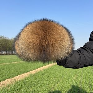 カスタムユニセックス調節可能な毛皮のような冬の屋外耳フラップフルナチュラルラクーントラッパー特大本物の毛皮の帽子 - Product Image 6