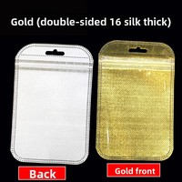 Sachet en plastique Ziplock argenté épaissi en PP avec bande dorée, petit format pour bijoux, boucles d'oreilles et lunettes