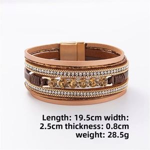 Pulsera de Cuero con Calavera, Estilo Viral de Redes Sociales, Superficie Pulida con Incrustaciones, Regalo Festivo para Mujer, Diseño Ligero - Product Image 1