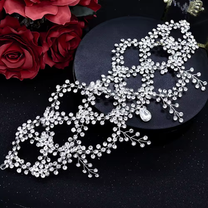 Nouveau couvre-chef de <span class=keywords><strong>mariée</strong></span> Bandeau frontal en chaîne suspendu <span class=keywords><strong>avec</strong></span> strass <span class=keywords><strong>Coiffure</strong></span> artisanale - Product Image 5