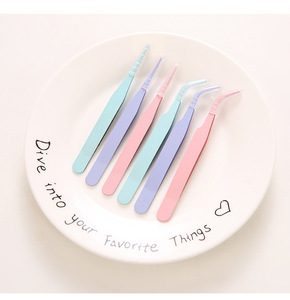 Nhíp lông mi màu hồng Bột tráng bạc tip với bạc long lanh mở rộng lông mi nhíp Sticker Clip văn phòng phẩm công cụ - Product Image 4