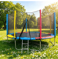 Trampoline pliable d'extérieur QIJUN 12 pieds avec structure en acier allié pour garçons et filles - Sûr et durable - Résistant sans filet de protection
