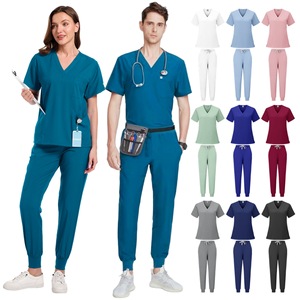 Unisex <b>Scrub</b> Set Moisture Wicking Knitted Split Uniform Hospital Nursing Dental Work Wear S XXL - Product Image 1