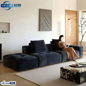 Conjunto <span class=keywords><strong>de</strong></span> Sofá <span class=keywords><strong>de</strong></span> Chenilla <span class=keywords><strong>de</strong></span> Alta Calidad, Estilo Retro, Color Negro, <span class=keywords><strong>con</strong></span> un Solo Reposabrazos, Combinación <span class=keywords><strong>de</strong></span> Esquina, Estilo Moderno y Minimalista para Sala <span class=keywords><strong>de</strong></span> Estar - Product Image 5