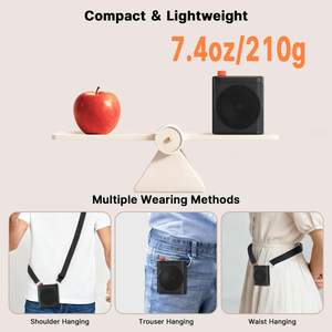 เครื่องขยายเสียงไร้สายสำหรับครู 2 ไมโครโฟนแบบหนีบเสื้อแม่เหล็ก ไมโครโฟนพกพาขนาดเล็กแบบแฮนด์ฟรี พร้อมสายคล้อง - Product Image 6