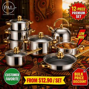 Set di Pentole di Lusso in Acciaio Inox Premium da 12 Pezzi con Padella Antiaderente per Cucina di Nuovi Sposi - Product Image 2