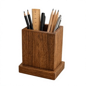 Elegant Handmade Wooden Pen Holder – Natural Wood Desk Organizer for Pens, Pencils, Markers & Office Accessories - Product Image 1