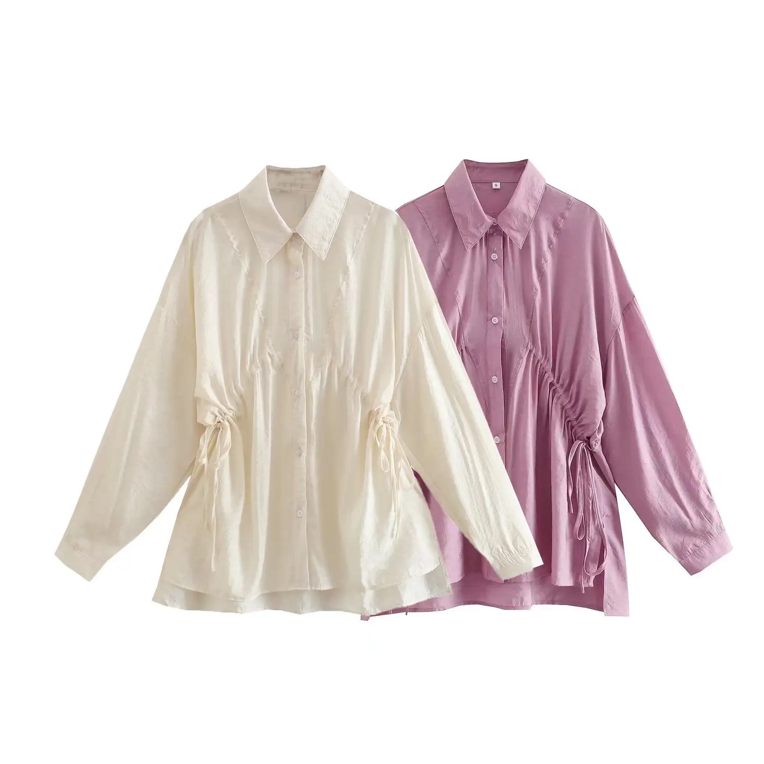 2022 Sweet Style Tunic Shirt Women Ruffles Puff Sleeve Top Solid Color Chiffon Office Blouse