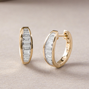 ต่างหูห่<span class=keywords><strong>ว</strong></span>งหนาทรงทันสมัย AE175 เงินแท้ 925 ประดับเพชรทรงบาแกตต์ เหมาะสำหรับงานแต่งงาน งานเลี้ยงฉลองครบรอบ เป็นของข<span class=keywords><strong>ว</strong></span>ัญ - Product Image 2