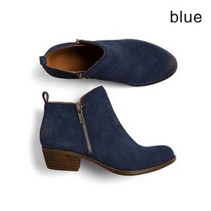 Stivaletti da <span class=keywords><strong>Donna</strong></span> in <span class=keywords><strong>Pelle</strong></span> PU Taglia Grande Stile Retrò Autunno e Inverno con Tacco Spesso e Chiusura Laterale con Zip - Product Image 4