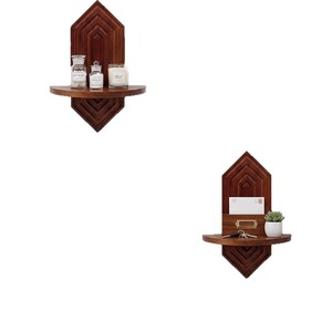 Cross-border wooden <b>wall</b>-mounted shelf, diamond-shaped creative <b>wall</b> decoration shelf, solid wood storage rack, plant <b>display</b> - Product Image 5