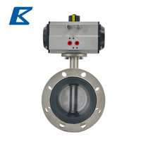 Vanne papillon à bride à actionnement pneumatique en acier inoxydable SS304 avec corps et disque en acier inoxydable, siège en EPDM à joint souple, PN16/CLASSE 150LB, pour eau, huile, gaz