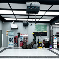 Ensemble complet 6 baies pour atelier de lavage et detailing automobile, avec enrouleur de tuyau intégré au plafond, nettoyeur haute pression, aspirateur, grille lumineuse et tapis de sol