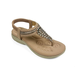 <span class=keywords><strong>Sandali</strong></span> QKQ con strass a grappolo e cinturino intrecciato, da donna, con zeppa bassa, slingback, stile boho, comodi per l'estate - Product Image 2