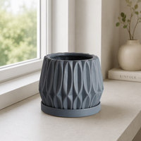 Vente en gros de pots à fleurs en céramique nordique gaufrée à motifs géométriques, respirants, multicolores, texturés, pour l'intérieur et le bureau