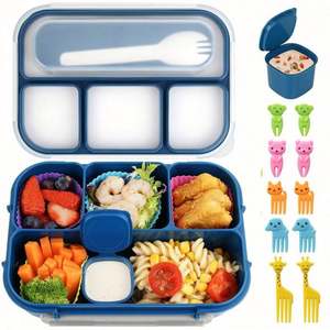 Lonchera Infantil Bento de Plástico, Contenedores de Plástico para Almuerzo, Lonchera Bento de 4 Compartimentos para Adultos/Niños Pequeños, Apta para Congelador - Product Image 4