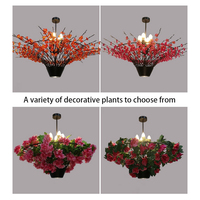 Luminaires de plafond pour restaurant et café, lustre moderne en fer, plante artificielle, fleur, LED décorative, hauteur réglable