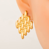 Boucles d'oreilles ovales creuses texturées en acier inoxydable plaqué or 18 carats SUMMLY, motif arc irrégulier, bijoux minimalistes pour femme, cadeau