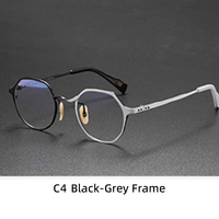 Montura de Gafas Redondas sin Aro de Titanio con Estuche, Ligeras, con Protección Anti-luz Azul, para Adultos Unisex