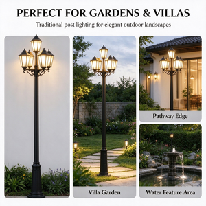 Lampadaire de jardin électrique rétro à 5 lumières, pour pelouse, cour, extérieur, LED, étanche, pour parc, villa - Product Image 5