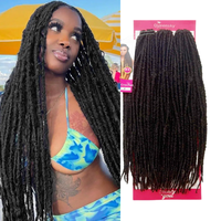 Dreadlocks Sintetici Spessi e Morbidi in Fibra Premium, Sister Locs 72 Fili, Confezione Singola per Testa Intera, 20 Pollici, Capelli per Treccine all'Uncinetto Stile Ghana