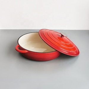 Poêle à rôtir <span class=keywords><strong>en</strong></span> céramique émaillée, Casserole peu profonde ronde <span class=keywords><strong>en</strong></span> <span class=keywords><strong>fonte</strong></span> avec couvercle - Product Image 6