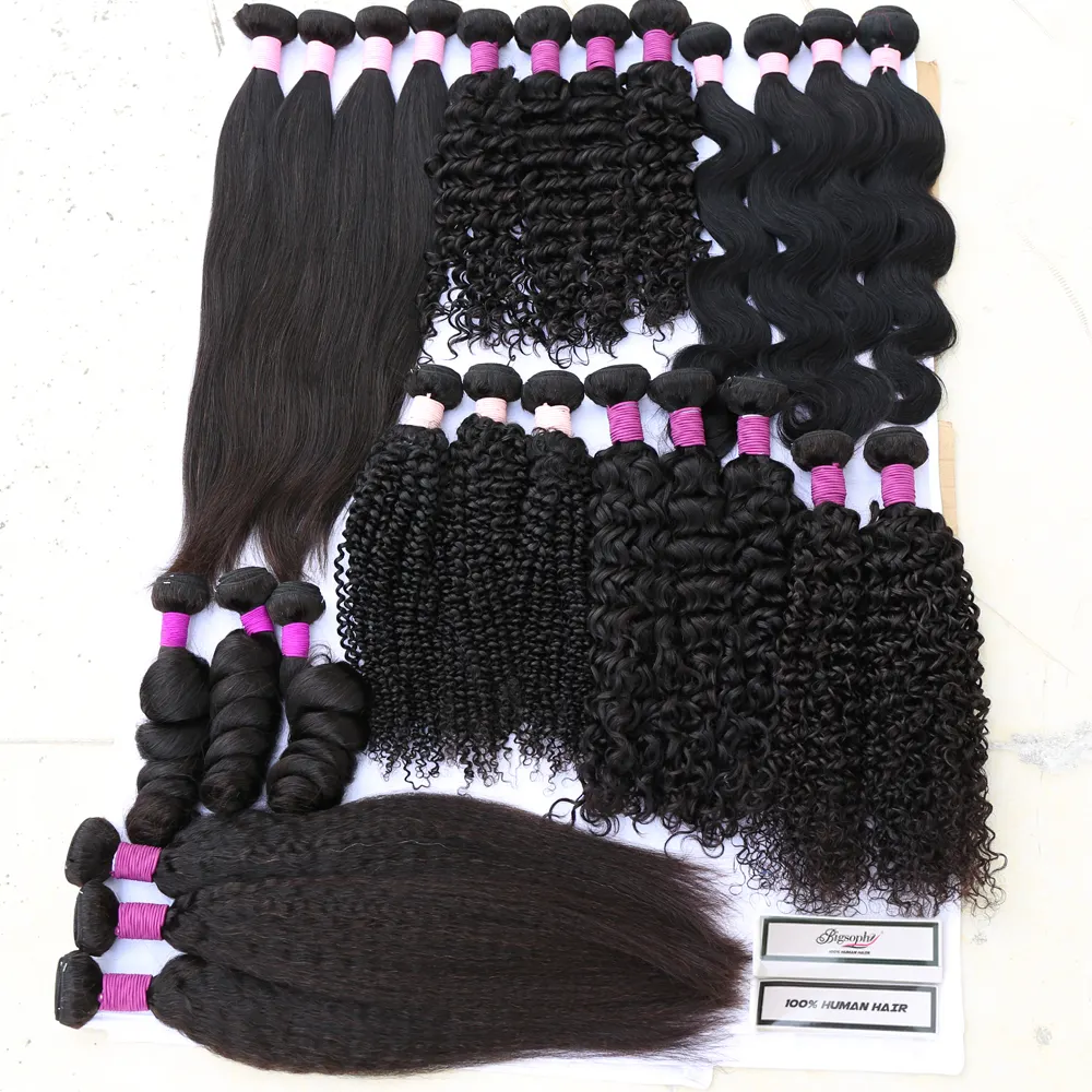 Wholesale Price 10A Brazilian Human Virgin Hair Raw Hair、40 46 50 Inch Curly Bundles Cunticle Aligned Indian Hair Weft Straight