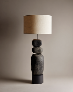 Lampe de table en céramique minimaliste imprimée en 3D ST avec base texturée, abat-jour blanc, grande taille, éclairage pour salon - Product Image 4