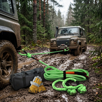 (JINLI-Rope) Corde de remorquage en nylon tressé double de 1 pouce et 30 pieds, manilles souples synthétiques, kit de récupération cinétique 4x4, accessoires