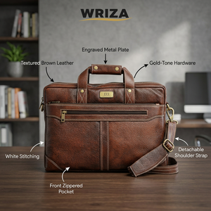 WRIZA Fashions Mochila Unisex Marrón de Cuero Genuino Impermeable con Protección RFID para Oficina, Portátil, Grande, Moderna, con Correas Ajustables - Product Image 4