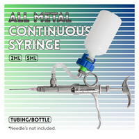 Seringue vétérinaire réutilisable entièrement métallique avec tube de 2 ml et 5 ml, pistolet injecteur de vaccin pour bétail BLUEWORTH HRX-JSLZ, pour porcs et moutons