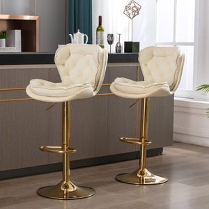 <span class=keywords><strong>Sillas</strong></span> de <span class=keywords><strong>Bar</strong></span> Modernas de Lujo en Terciopelo con Reposapiés Cromado, Patas Doradas Giratorias y Ajustables en Altura para Comedor y <span class=keywords><strong>Bar</strong></span> BC-006 - Product Image 2