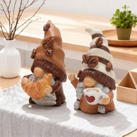 Figurines de collection en résine de couple de gnomes caféineurs pour la Saint-Valentin, 2 pièces, décoration intérieure pour salon, bibliothèque, bureau
