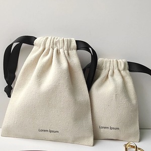 High Quality Soft Cotton Linen Drawstring Pouch <b>Mini</b> Cotton Linen Jewelry Drawstring Gift Bag With Custom logo - Product Image 2